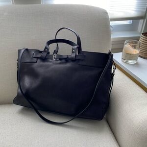 Black leather GUCCI Buckle Convertible Tote